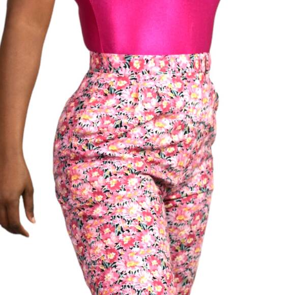 Vintage Liberty of London Bermuda Shorts Pink Floral High Waist Tropical 2 XS - Picture 5 of 14